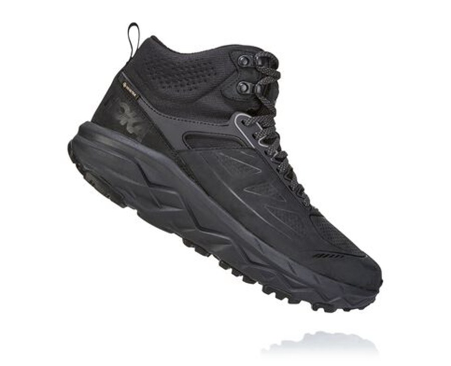 Hoka One One Mens Hiking Boots - Challenger Mid GORE-TEX - Black - RLMU04826